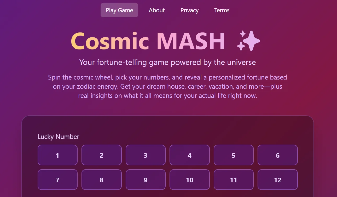 Cosmic MASH screenshot